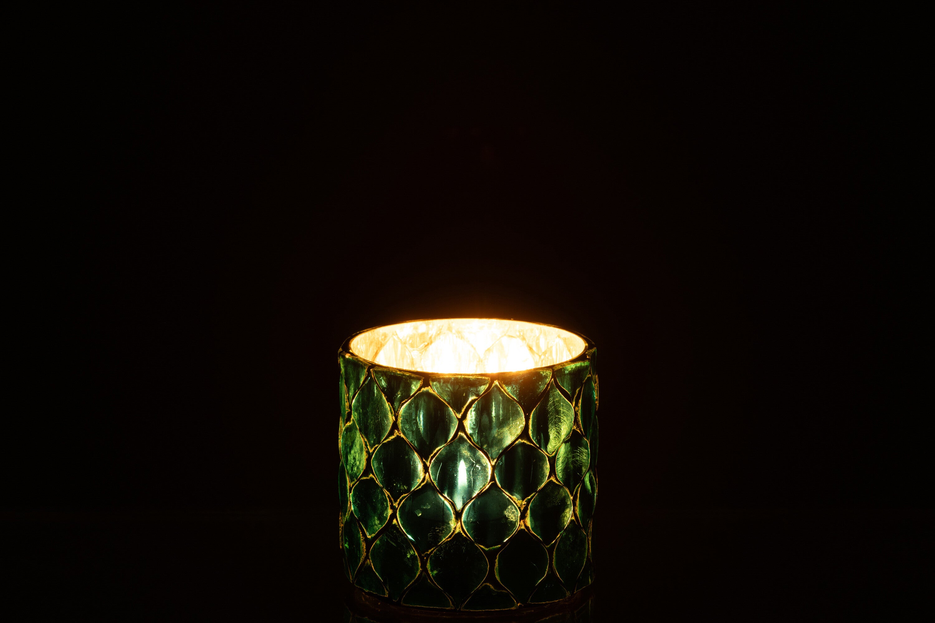 J-Line theelichthouder Cilinder Mozaïek - azuurblauw