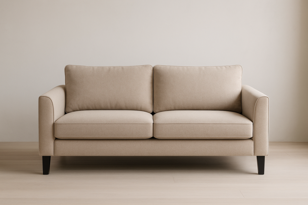 Sofá de 2 Plazas Beige con Cojines Desmontables