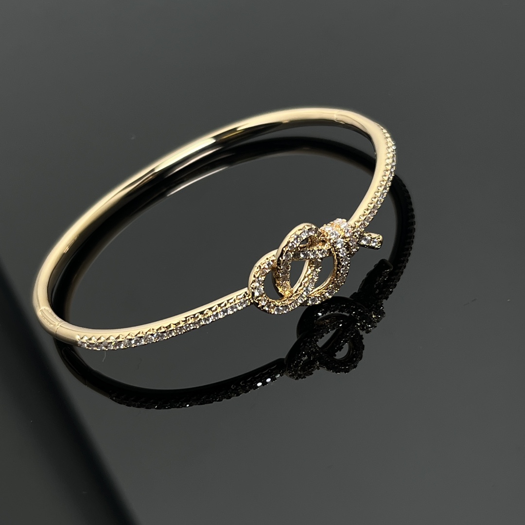 Tiffany Diamond Paved Key Knot Bangle Bracelet - Original Replica Club