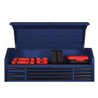 2025 56 in. W x 22 in. D Heavy Duty 23-Drawer Combination Rolling Tool Chest and Top Tool Cabinet Set in Matte Blue