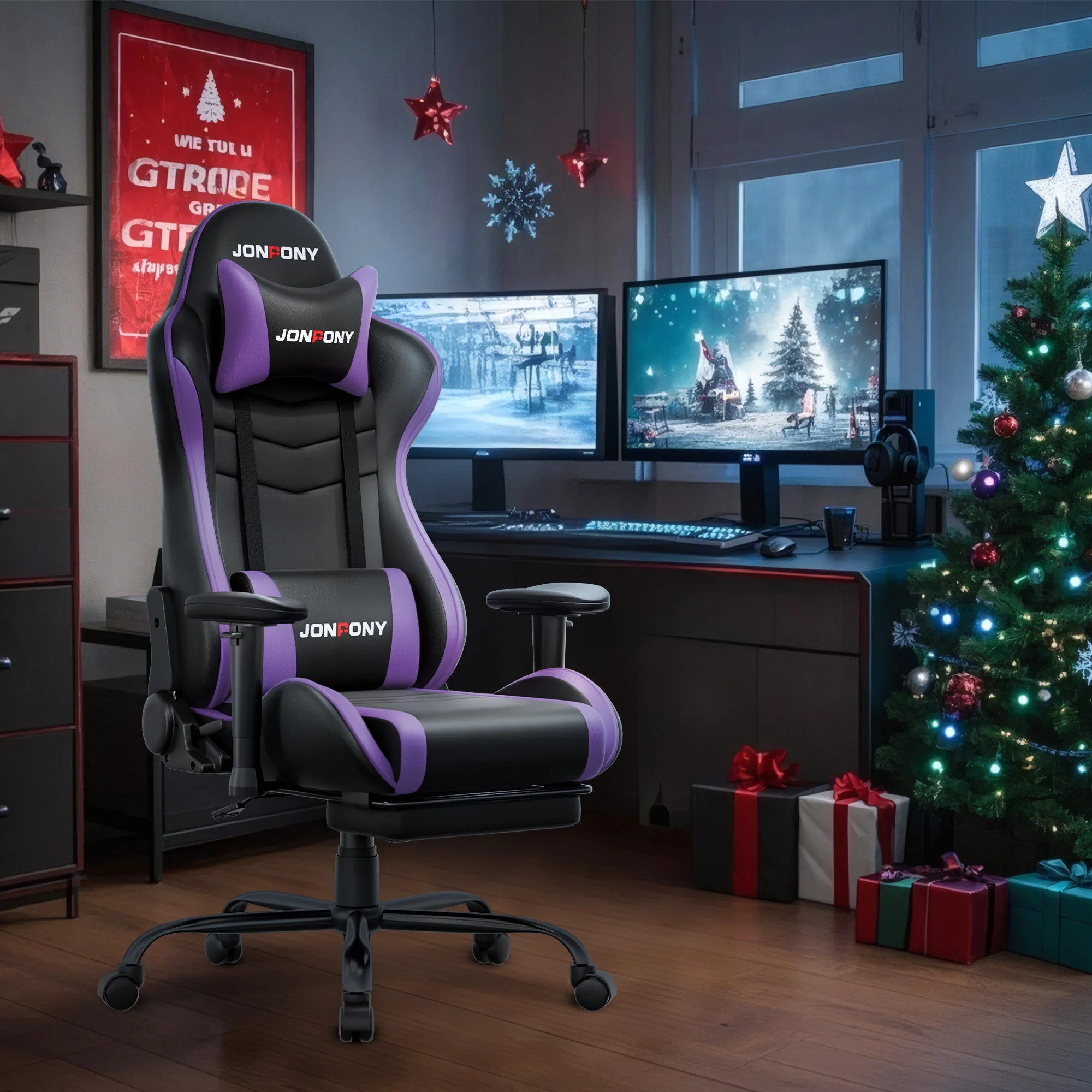 JONPONY Big and Tall 500LBS Gaming Chair, Ergonomic Design, Gamer Chair PU Leather with Footrest and Lumbar Support, High Back Office Chair Support 8 Hours Long Sitting, Computer Chair,Red - Image 44