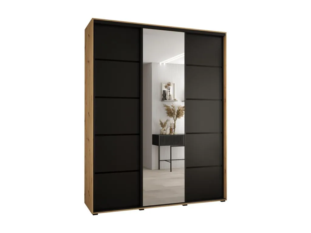 ARMARIO Decoencanto 5 DE PUERTAS CORREDERAS 235.2/200/45 3 puertas (Artisan/Negro/Negro)
