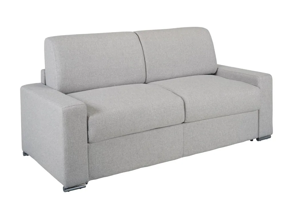 Sofá cama de 3 plazas de tela de apertura rápida Lluesmamuebles -Gris - Cama de 140 cm - Colchón 16 cm con espuma con memoria de forma