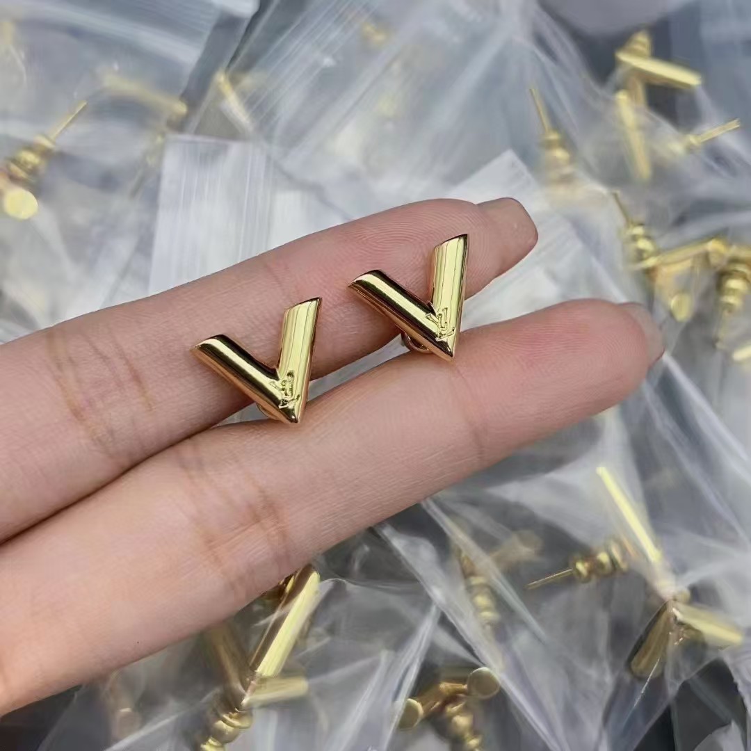 Louis Vuitton V Stud Earrings - Original Replica Club