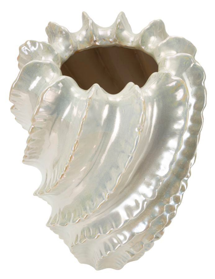 Parelmoerkleurige keramische vaas ø 30x48 cm