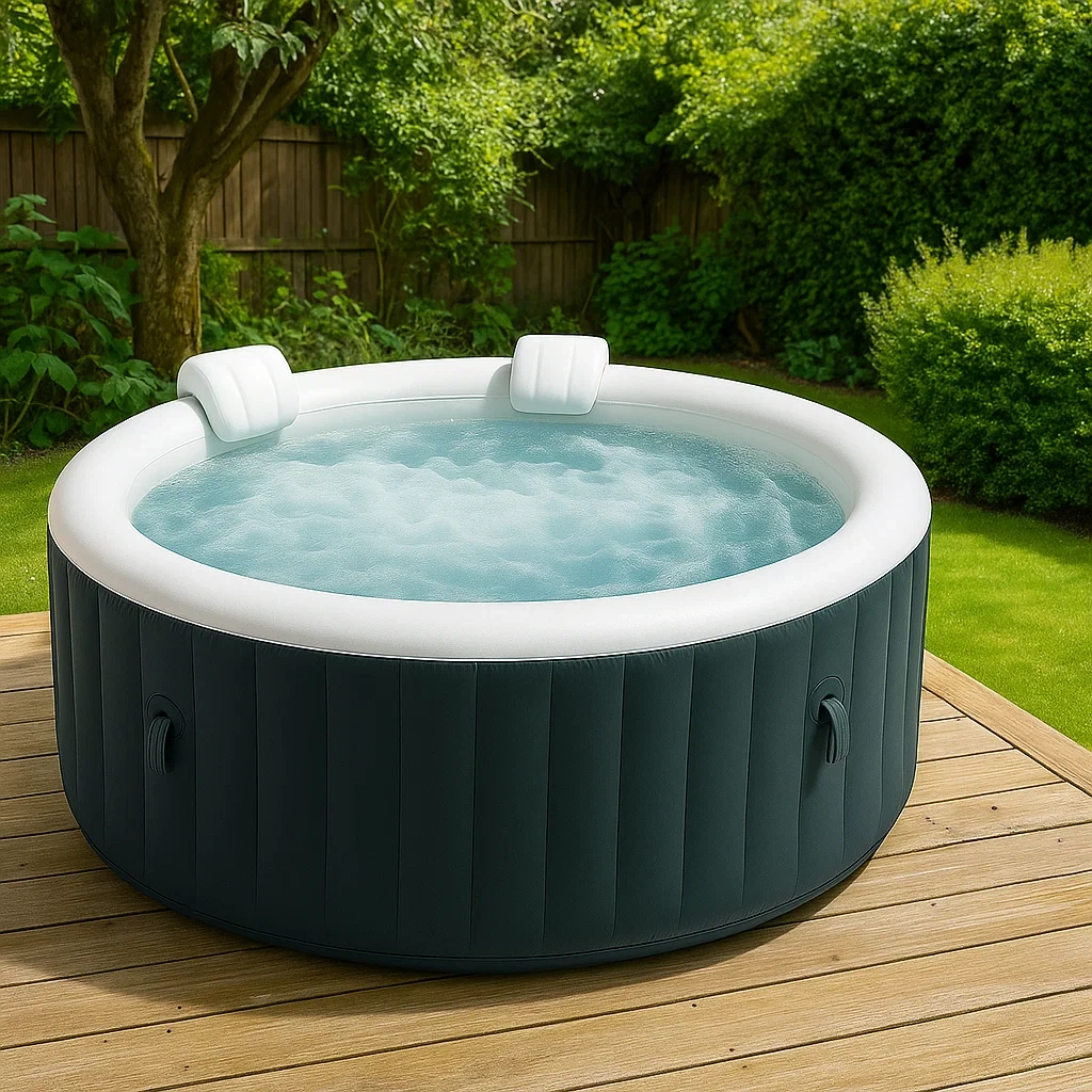 Spas hinchables 196x196x71 cm, 4 plazas, redondo, color azul/blanco odqMjri304GX