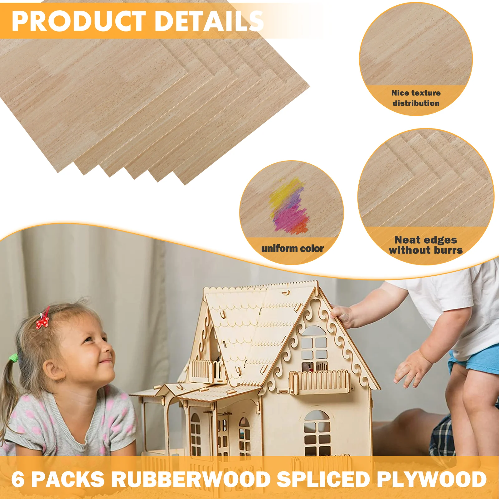 3mm Rubberwood Plywood (6pcs)