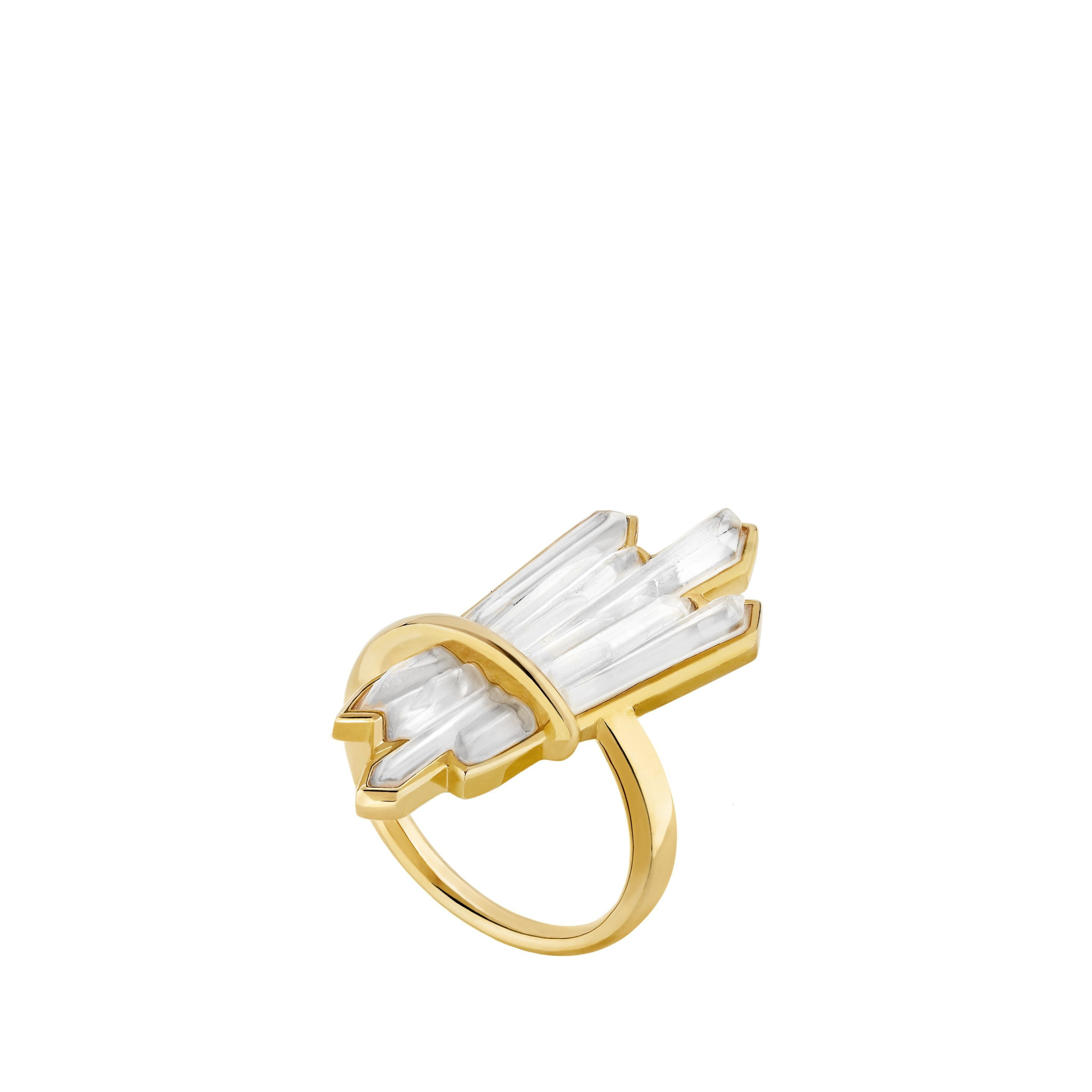 BAGUE TERRAMINERAL - CRISTAL INCOLORE, PLAQUÉ OR JAUNE 18 CARATS