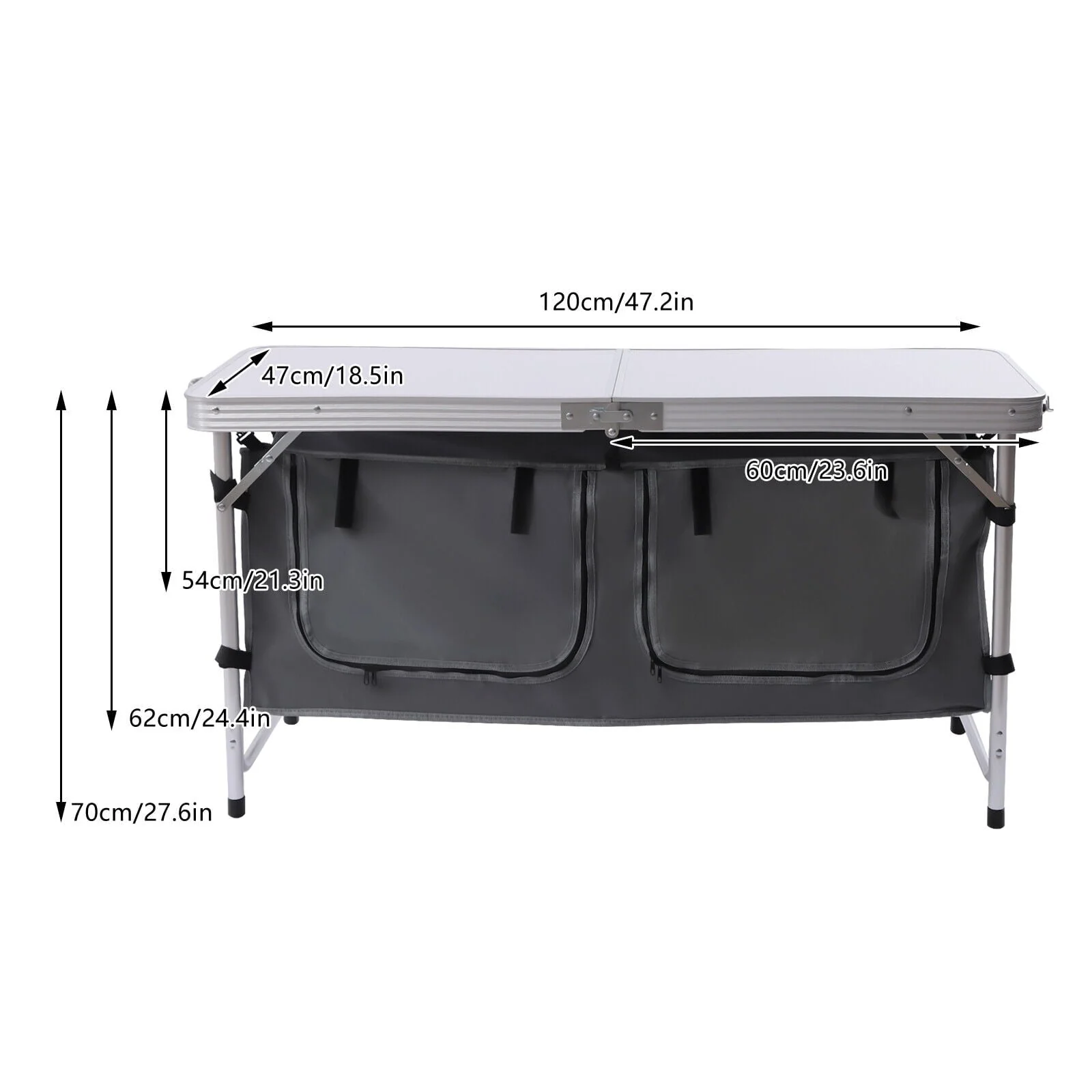 Folding Camping Table Portable Aluminum Camping Table Height Adjustable Camping Cook Station for Indoor Outdoor - Image 2