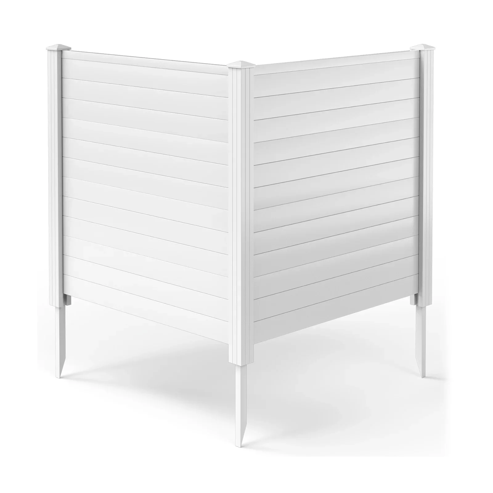 Gymax Outdoor PVC Privacy Panels 2 - Pack Picket Fence W/ 3 Cuspidal Foot Stakes Black