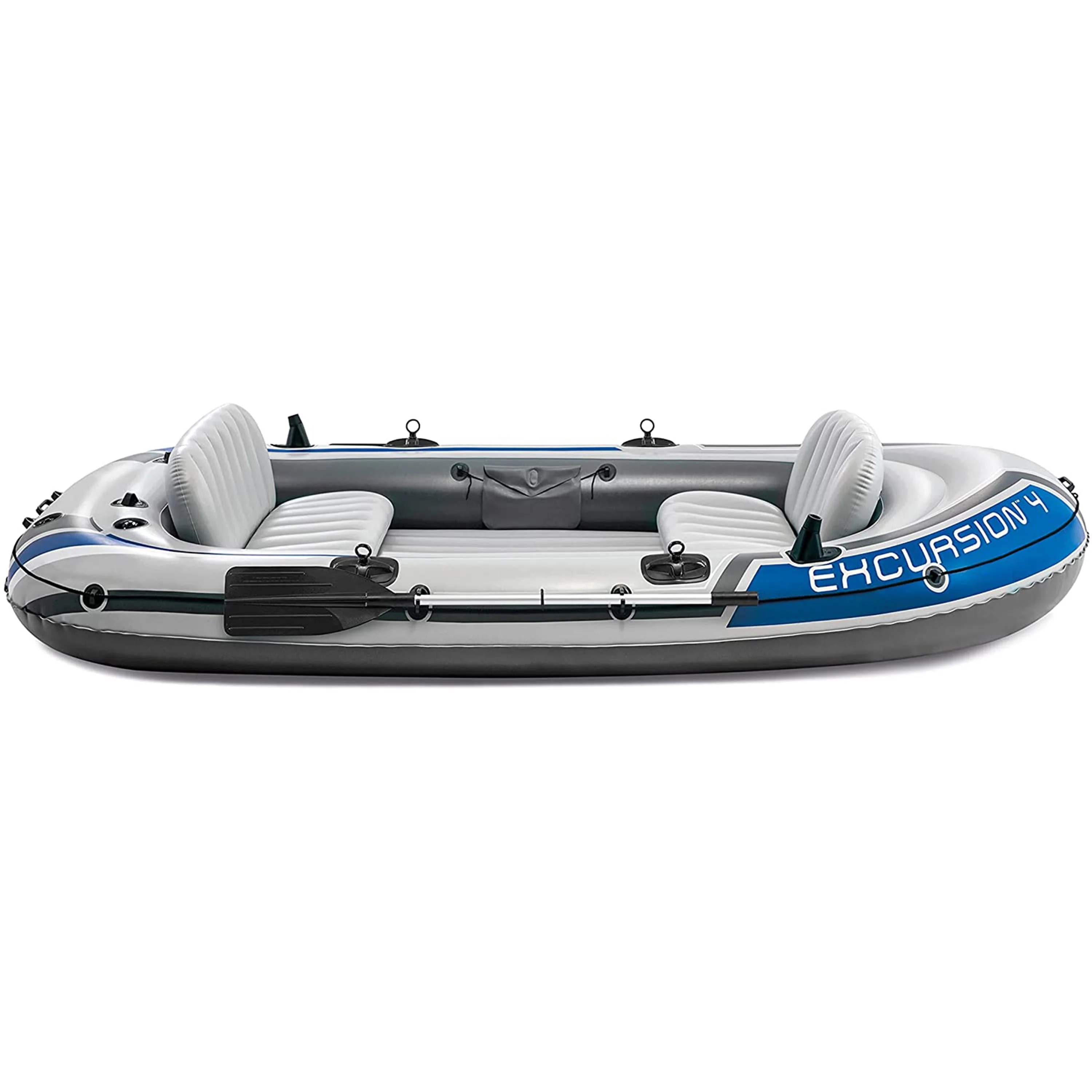 Intex Excursion 4 Person Inflatable Rafting and Fishing Boat Set with 2 Oars - Image 5