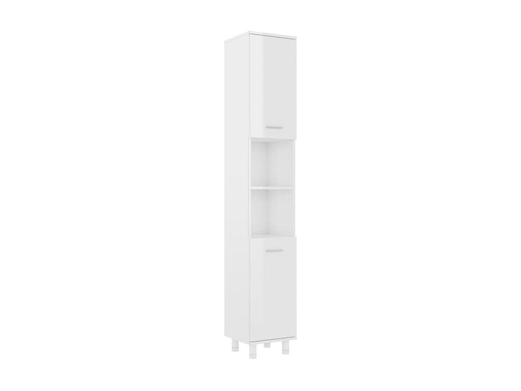 Armario de baño madera contrachapada blanco brillo 30x30x179 cm