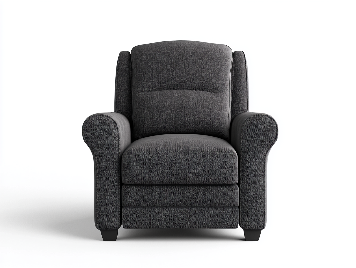 Butaca reclinable de tela gris oscuro 90x85 cm con estructura de madera