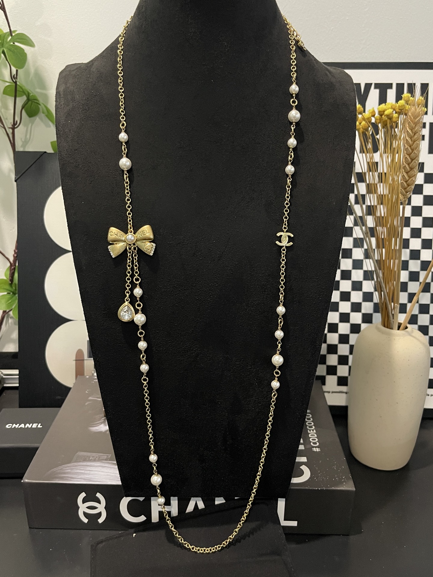 Chanel Bowknot Sweater Chain Foldable Double-Layer Long Necklace - Original Replica Club