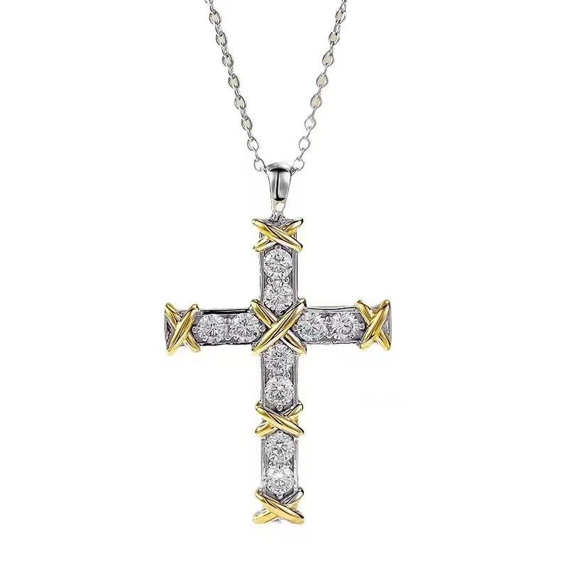 Tiffany Ten Stone Cross Pendant with Diamonds Necklace - Original Replica Club