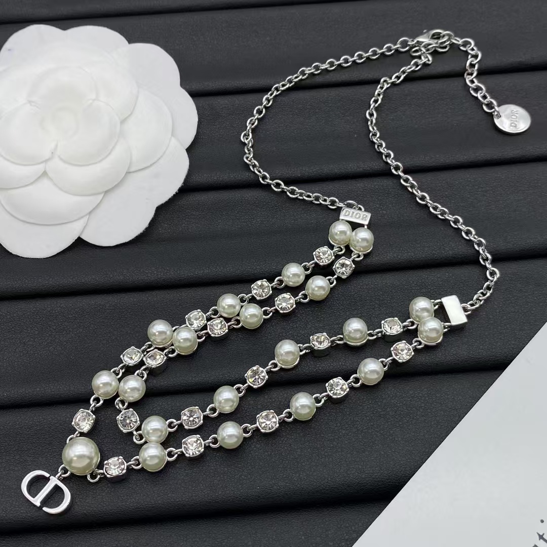 Dior Layered Two Row Pearl Necklace - Original Replica Club