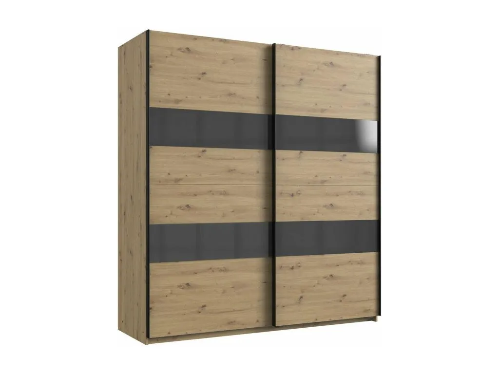 Armario de 2 puertas correderas con inserto decorativo - largo 180 cm mre3336199