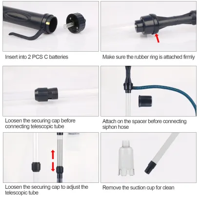 Battery Operated Aquarium Vacuum Gravel Cleaner Portable Fish Tank Cleaner Siphon Pump