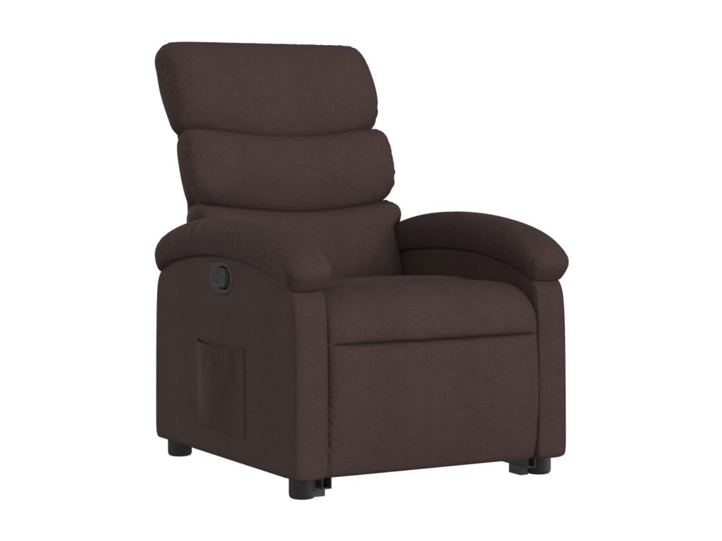 Sillón reclinable elevable tela marrón oscuro