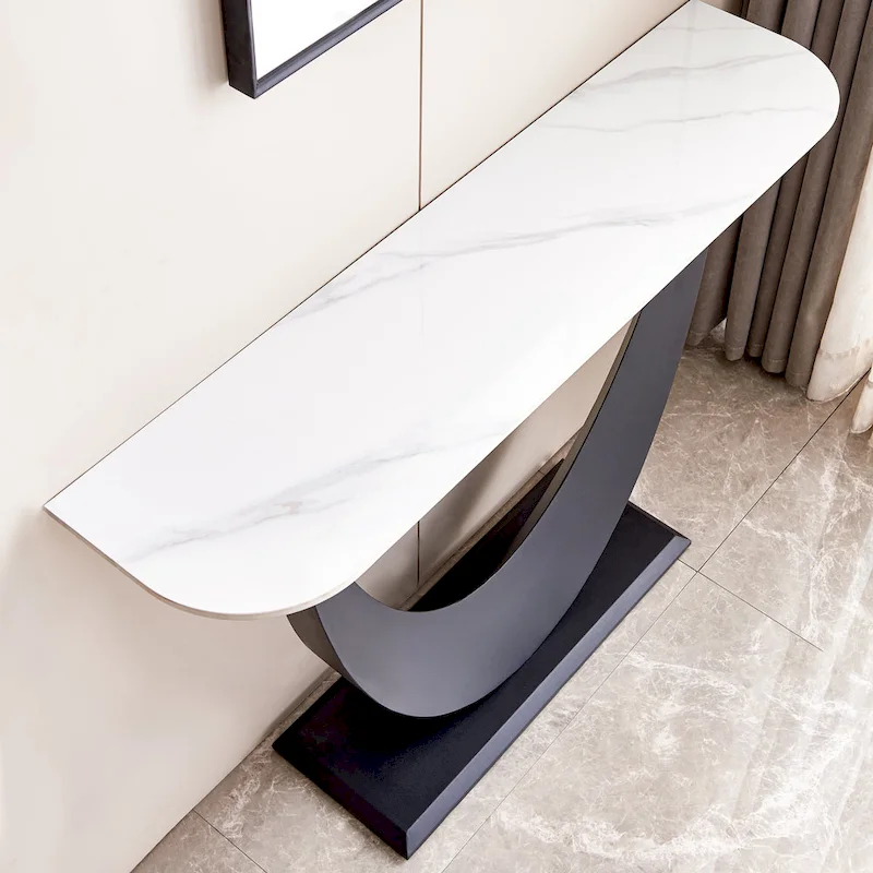 Contemporary Console Table with Elegant Design, Metal Frame, and Adjustable Foot Pads for Entryway
