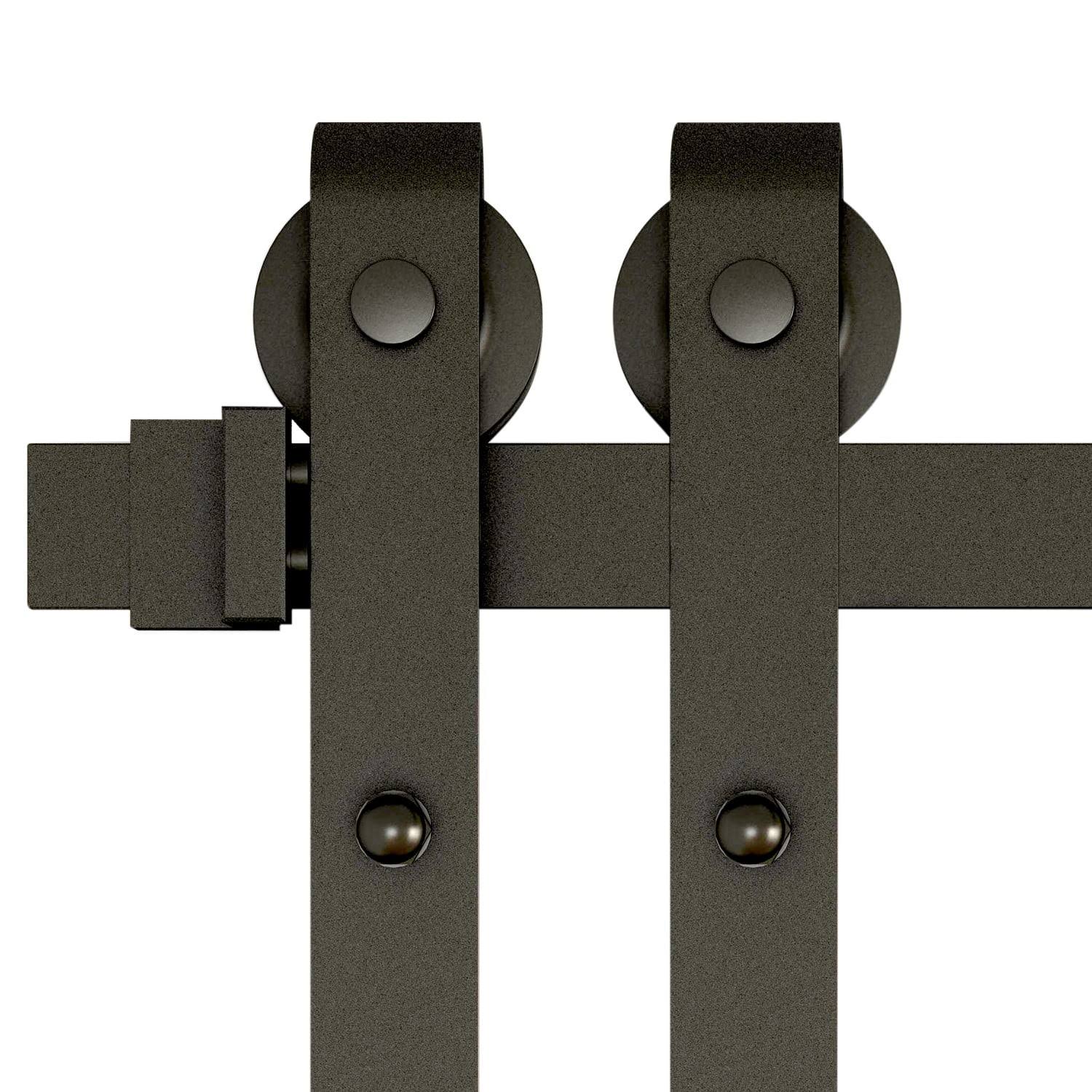 W??rth Flat-Tip Design Single Door Sliding Track Barn Door Hardware Kit - Matte Black Finish - 72 in(6ft (72in) / Size: 6')