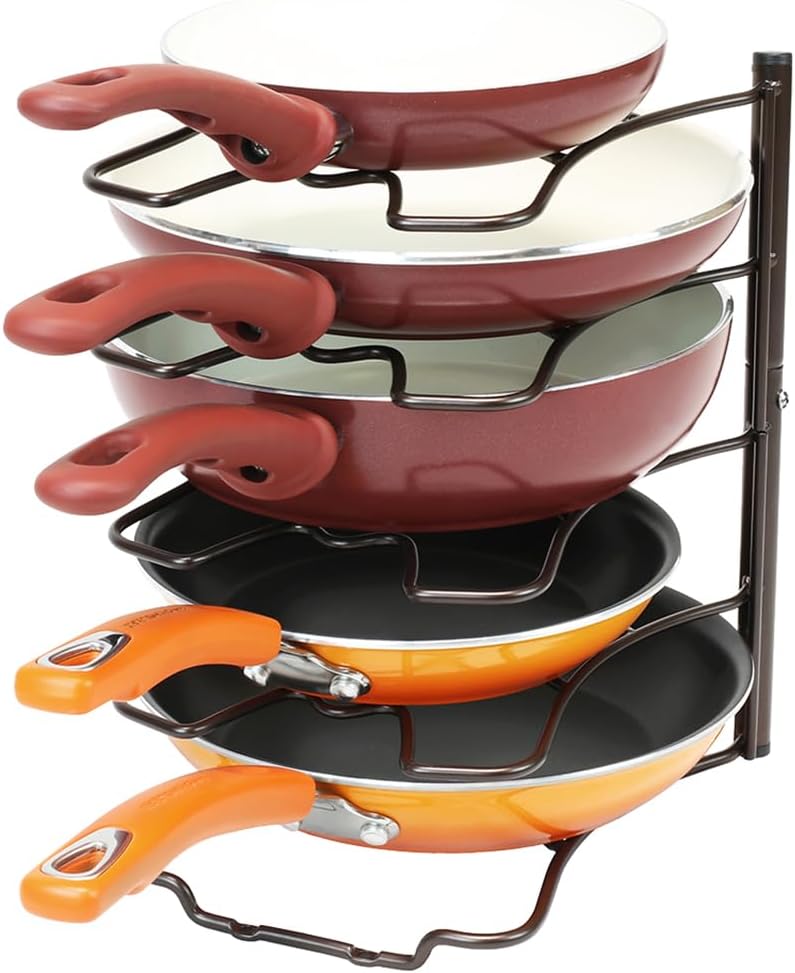 Deco Brothers Pan Organizer Rack for Kitchen Cabinet and Counter, Silver