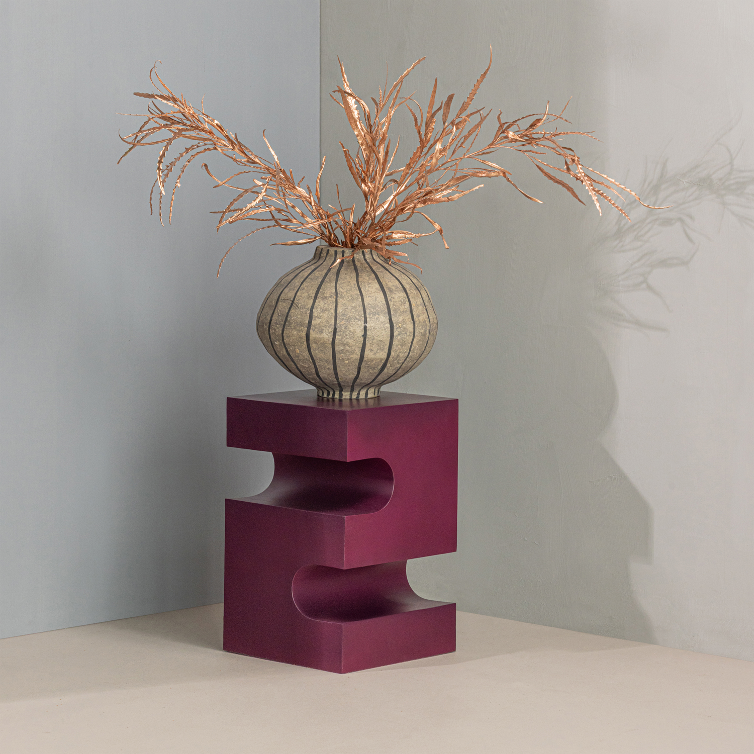 WOOOD Jessa Bijzettafel - Metaal - Paars Bruin - 48x30x30