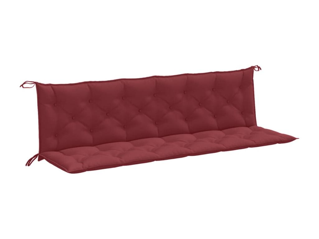 Cojines banco jardín 2 uds tela rojo tinto melange 200x50x7 cm