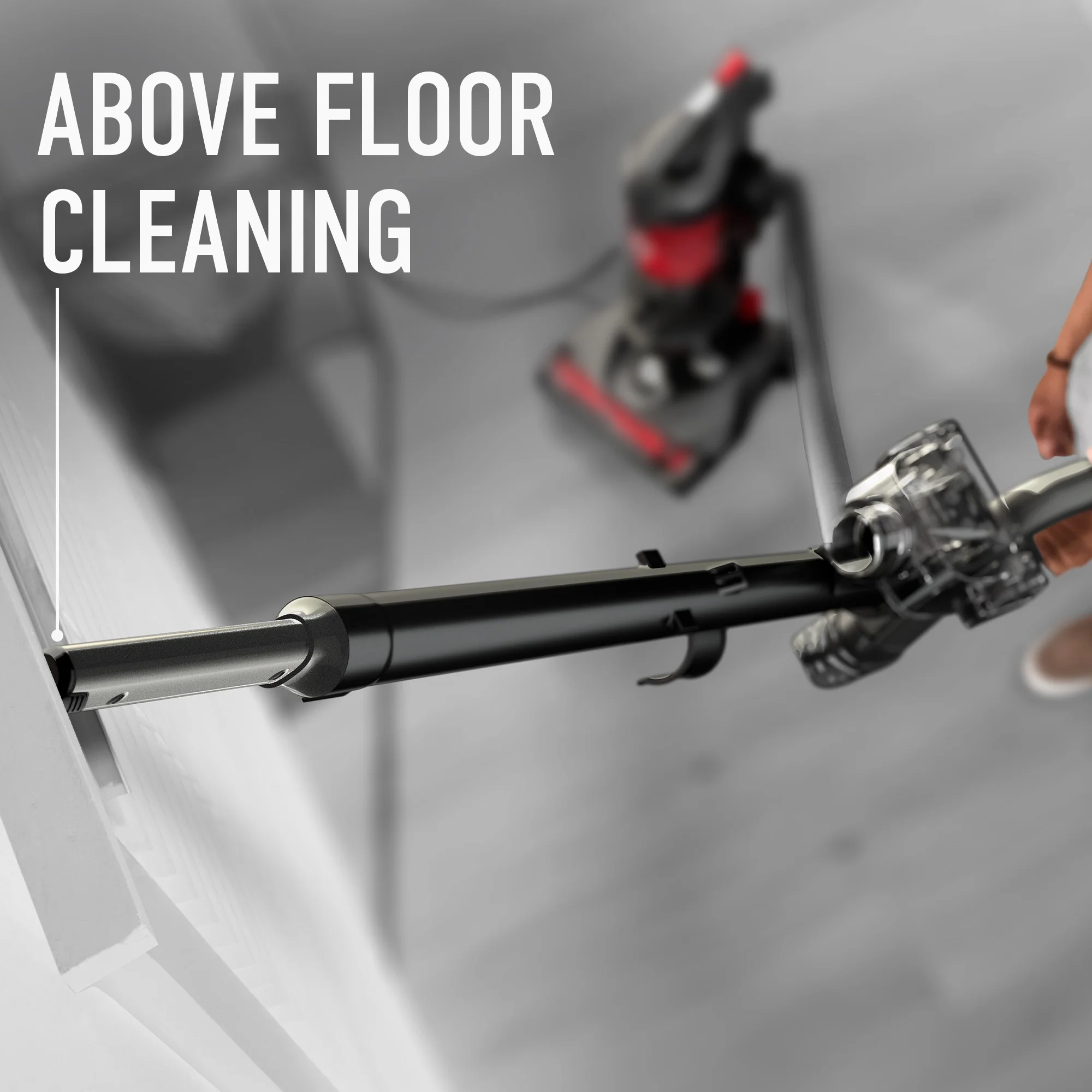 Hoover Rewind Pet Bagless Upright Vacuum Cleaner, Pet Friendly, Automatic Cord Rewind, Multi-Surface and Above Floor Cleaning, UH77410V, Gray & Red - Image 2