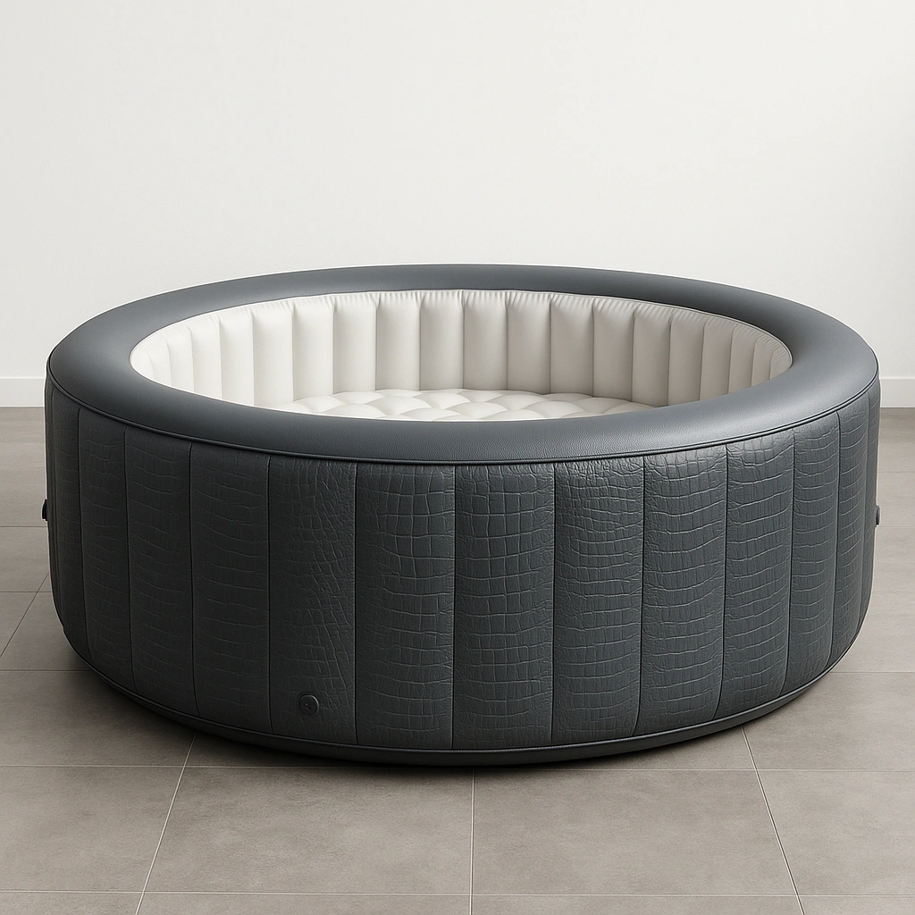 Piscina Inflable Redonda Gris y Blanco Material PVC para Exteriores e Interiores 150x150x50cm - qZLjwzt479Al