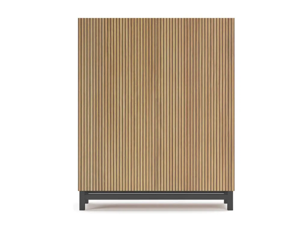 Mueble zapatero/armario - A112cm x L90cm x P27cm roble dorado puertas impresión vallado patas gris grafito - Quietena