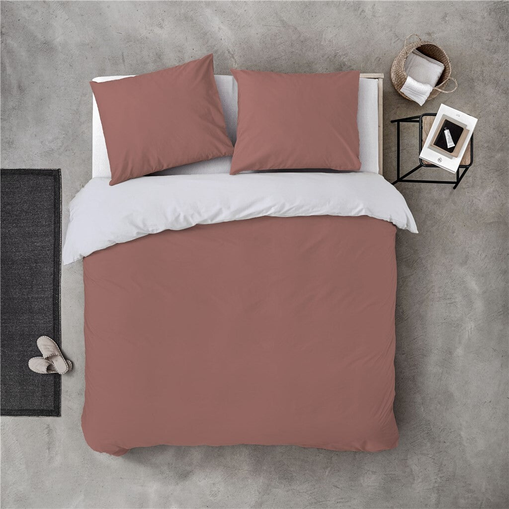 Byrklund - Dekbedovertrek Side Way - 240x220 - Terra   Wit