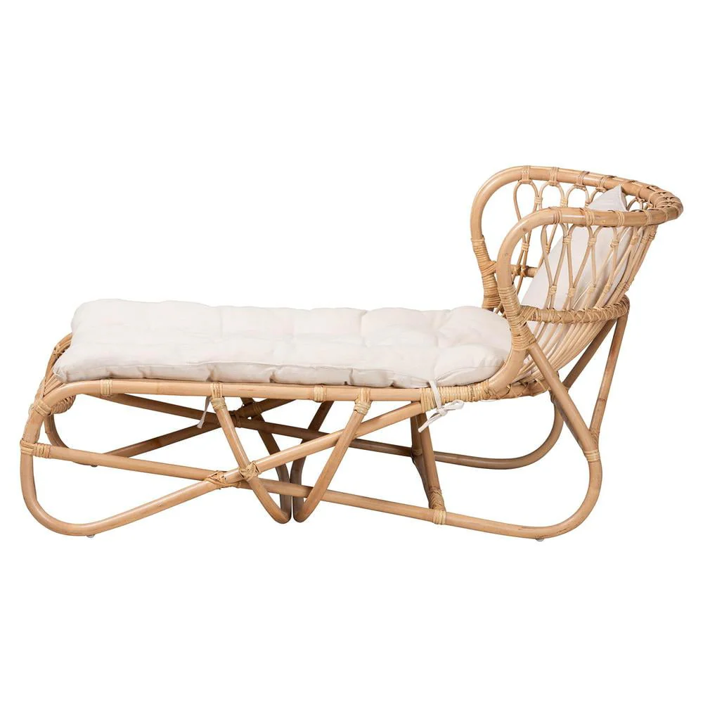bali & pari Delara Modern Bohemian Natural Brown Rattan Chaise - Image 10