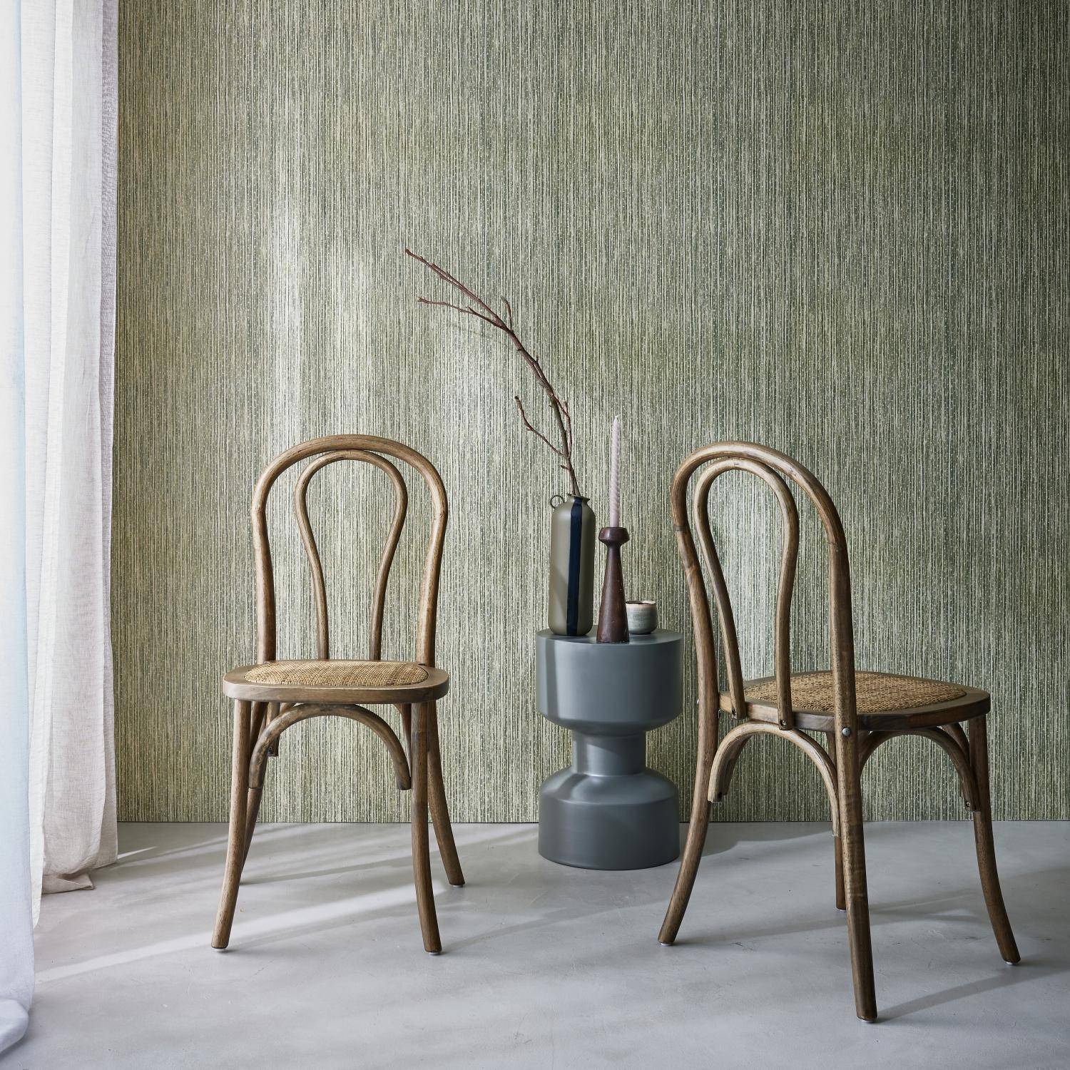 Bastille - Silla vintage de madera y ratán, set de 2