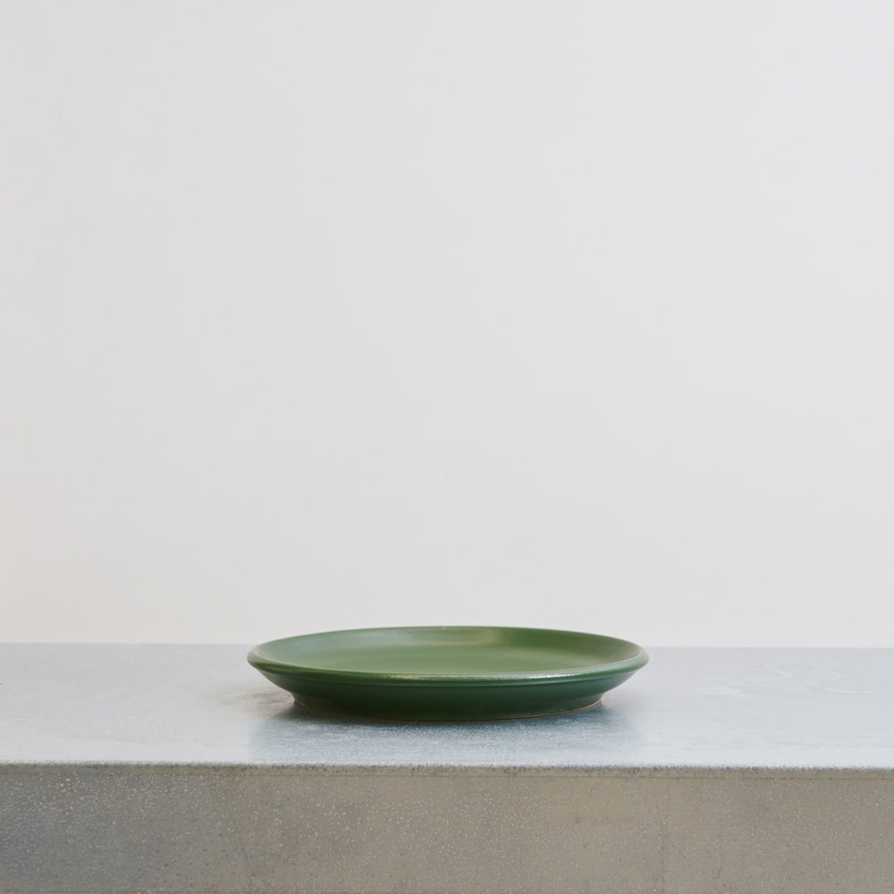 Assiette plate en grès fin - Kaki