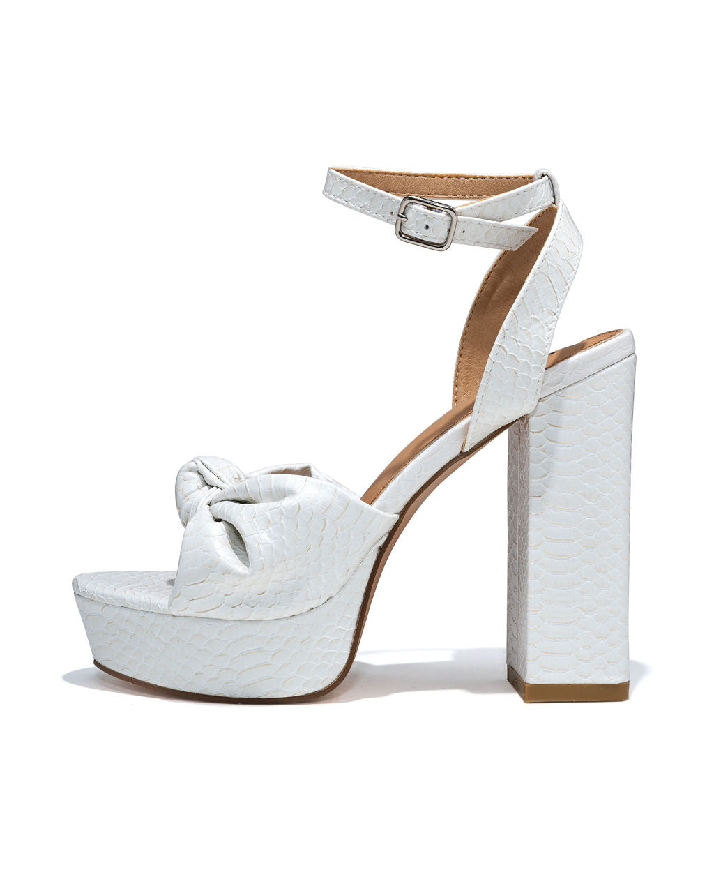 Poppy Heeled Python Platform Sandal - White - FINAL SALE - Se7enfashion