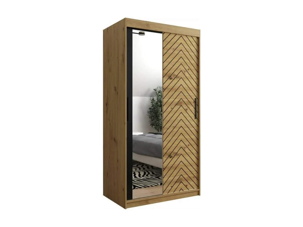 Armario Lluesmamuebles 307 Lluesmamuebles Artisan | Negro 200x100x62cm Puertas de armario - Correderas