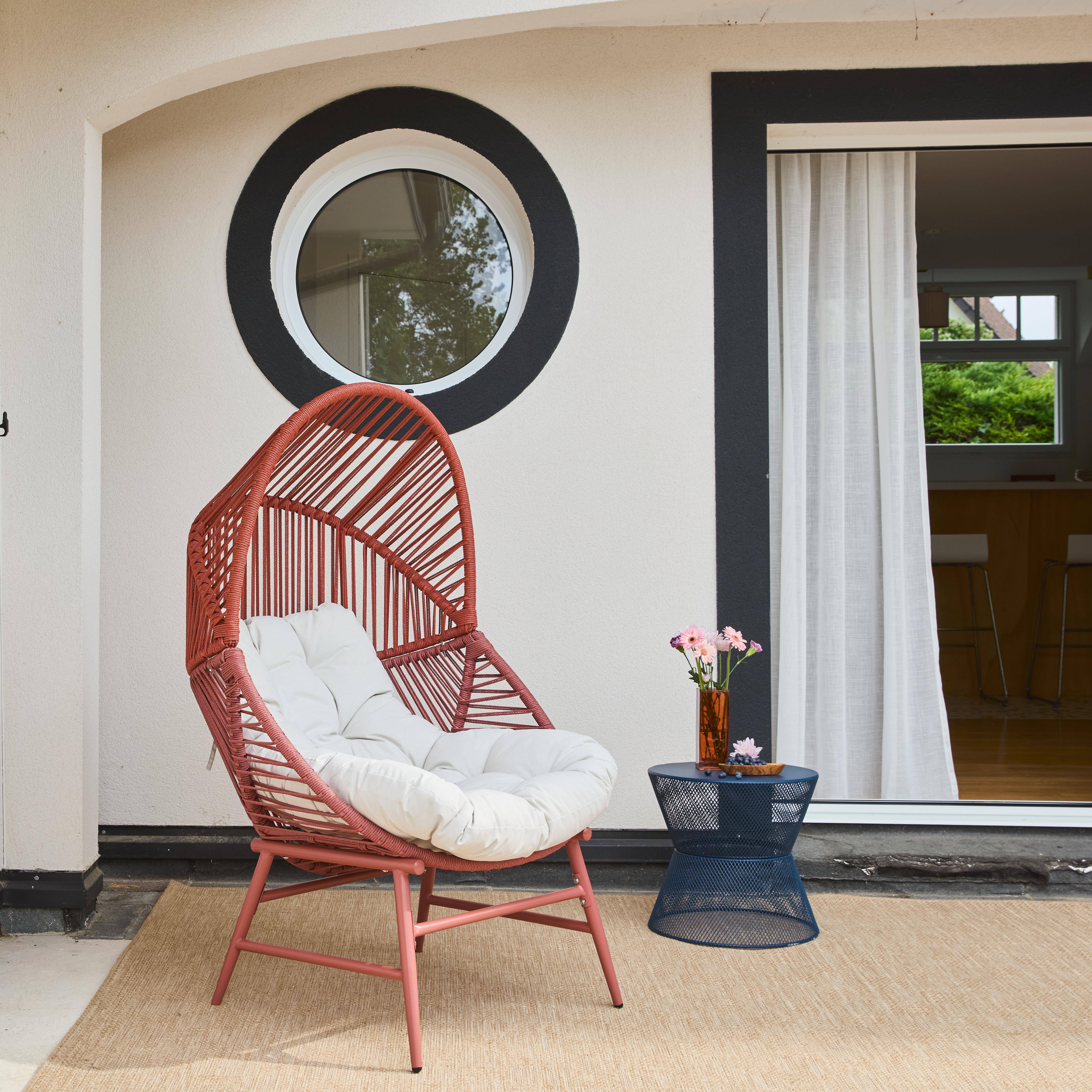 Ovoa - Sillón huevo de jardín de acero y resina trenzada