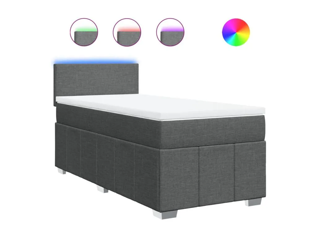 Cama box spring con colchón tela gris oscuro 90x190 cm iaa3519889