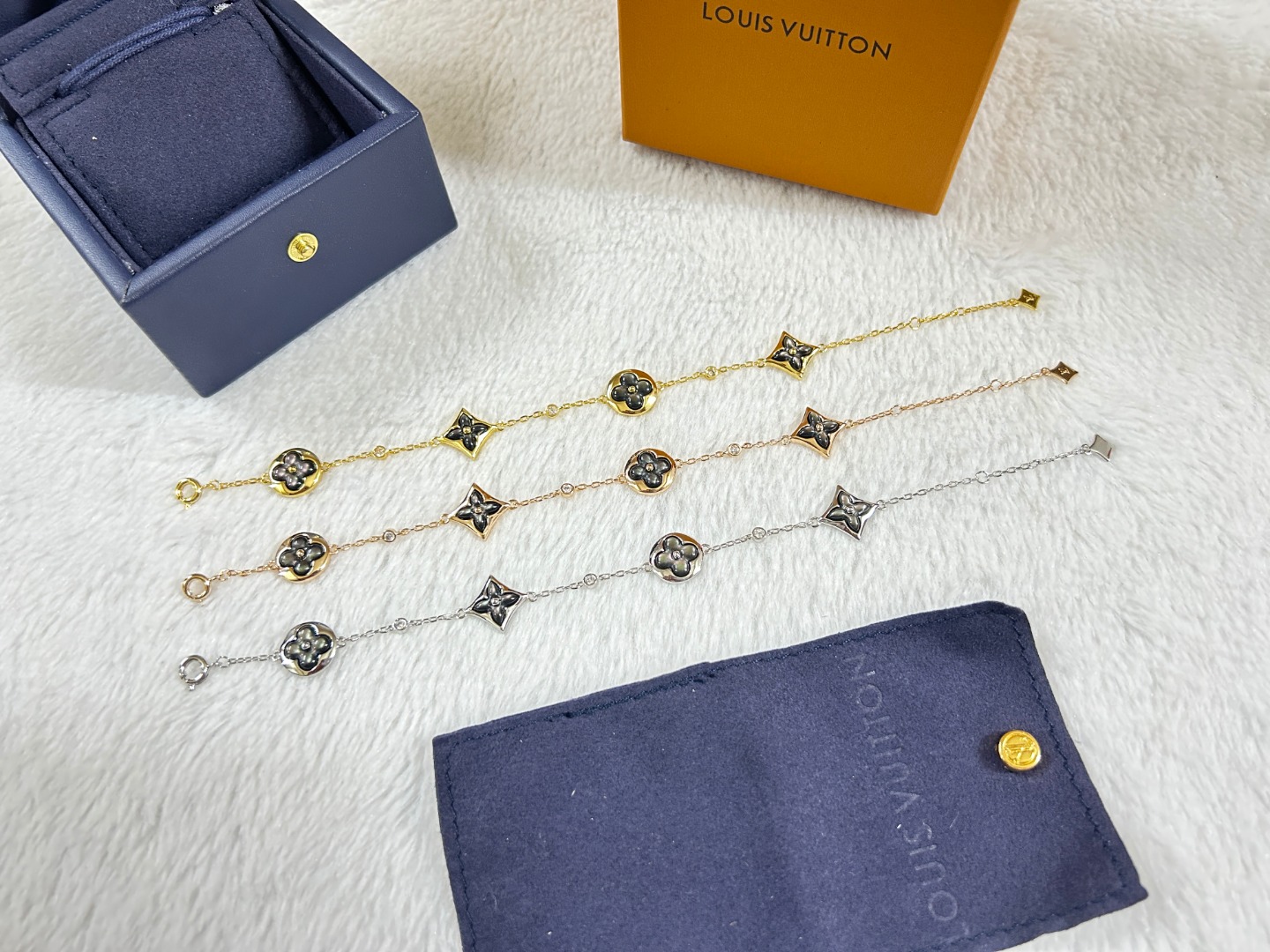 Louis Vuitton 4 Motifs Grey Mother of Pearl Color Blossom Bracelet - Original Replica Club