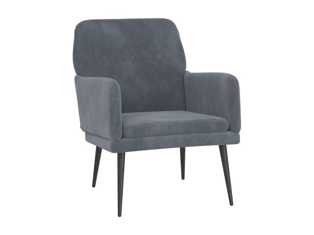 Sillón de terciopelo gris oscuro 62x79x79 cm