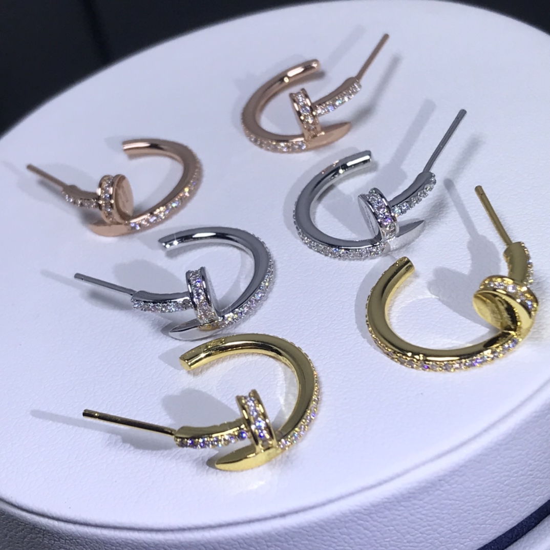 Cartier Juste un Clou Hoop Earrings, Small Model, Full Diamond Paved - Original Replica Club