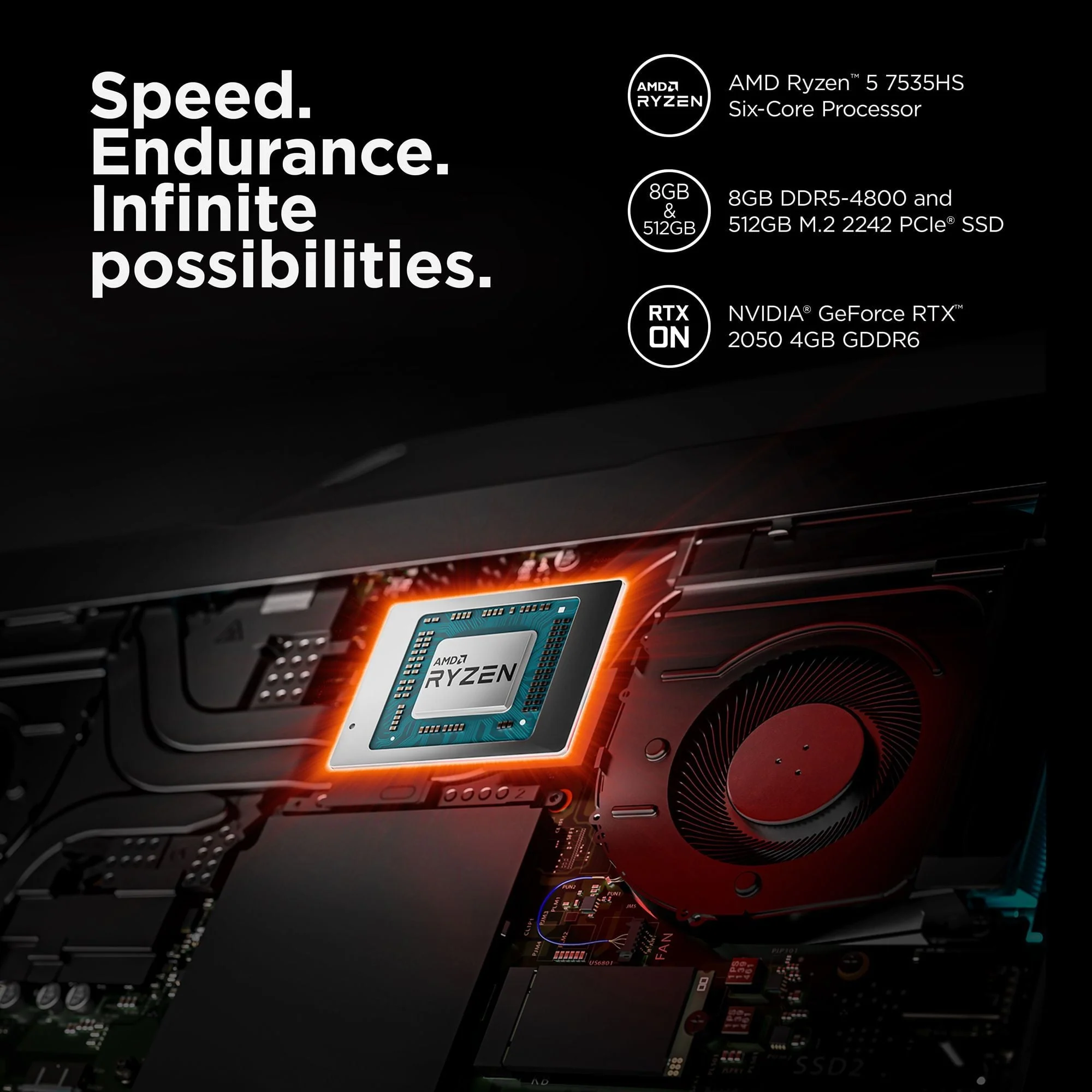 Lenovo Ideapad Gaming 3 15.6" FHD 120Hz Gaming Laptop AMD Ryzen 5 7535HS 8GB RAM 512GB SSD NVIDIA GeForce RTX 2050 4GB - Image 10
