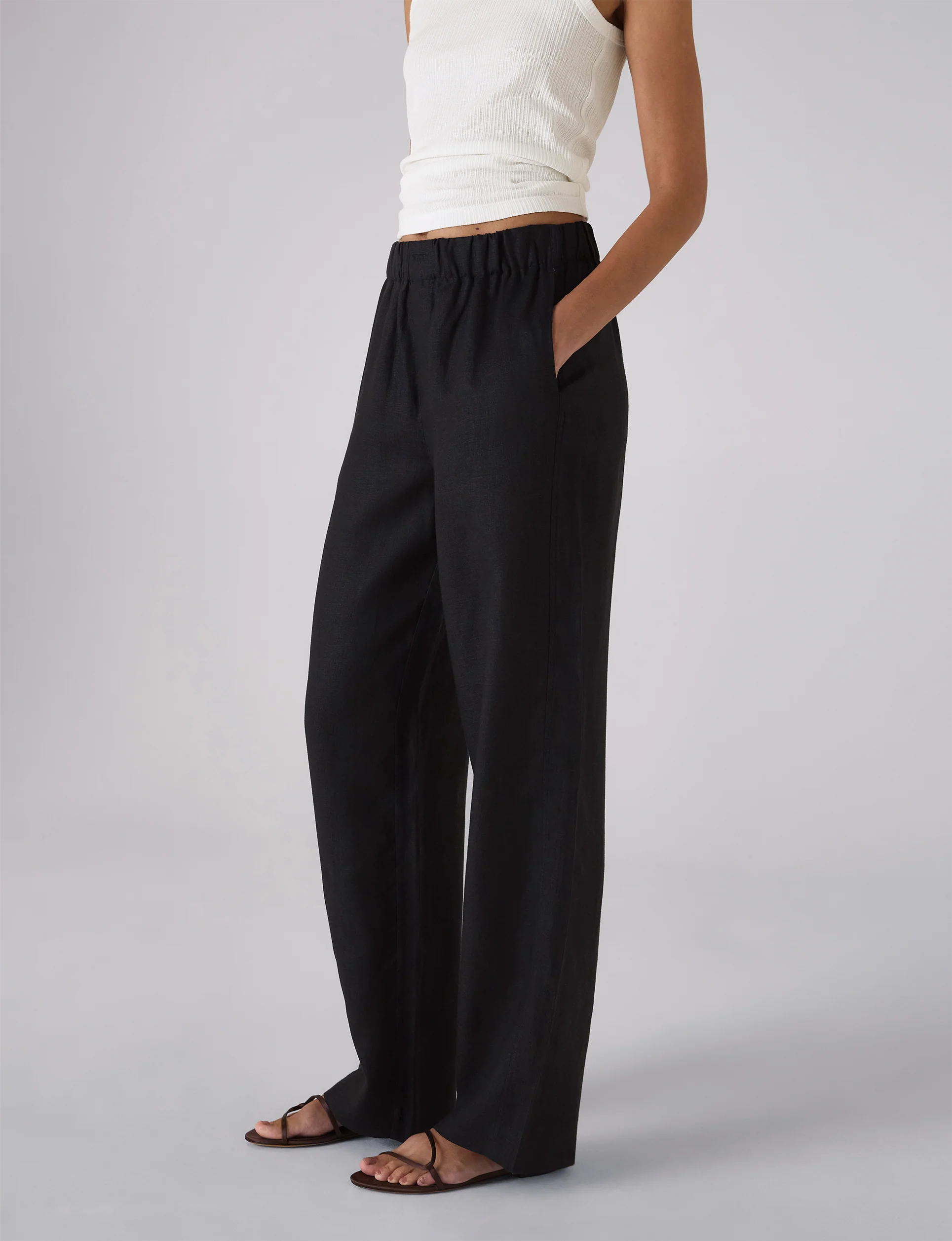 MuteThread The Palazzo Linen Trousers Black
