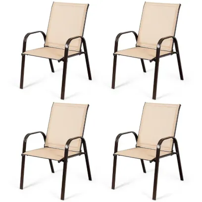 Costway Set of 4 Patio Chairs with Armrests for Garden and Deck - View Details