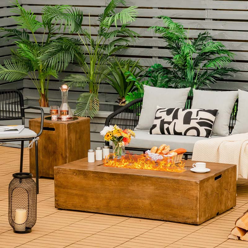 Eletriclife 2-Piece Propane Fire Pit Table Set with 20 Gallon Tank Side Table