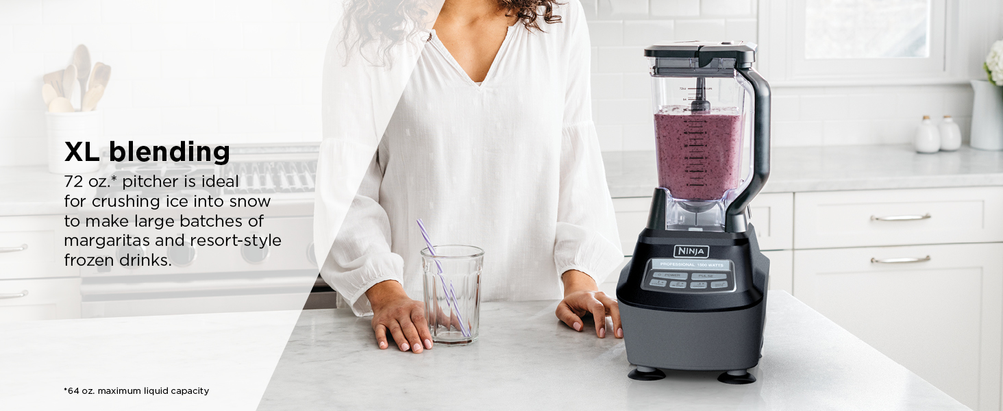 XL blending crushing ice into snow to large batches of margaritas and resort-style frozen drinks.