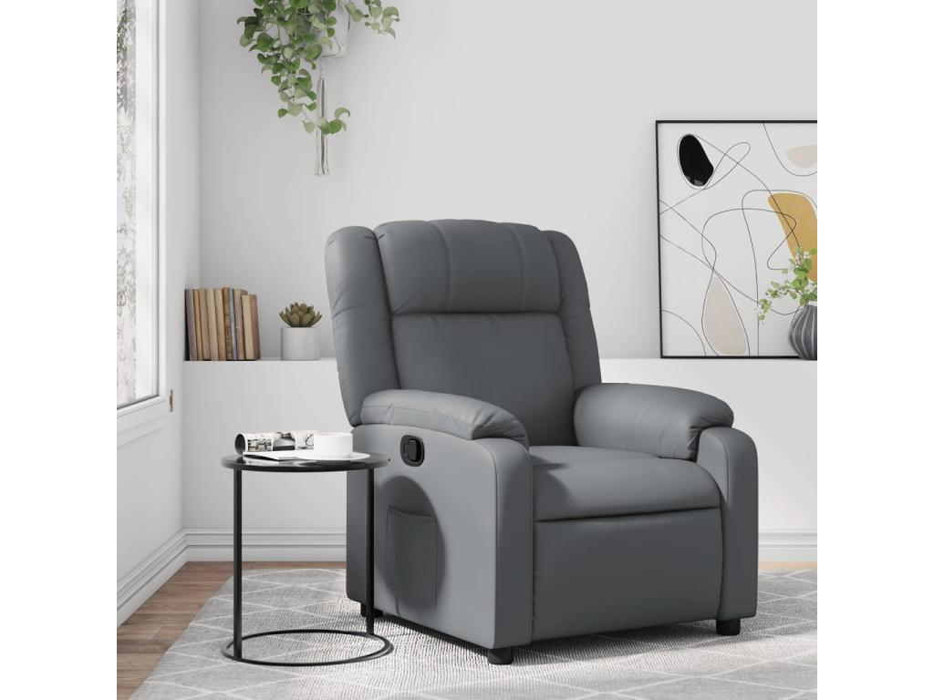 Sillón reclinable de cuero sintético gris