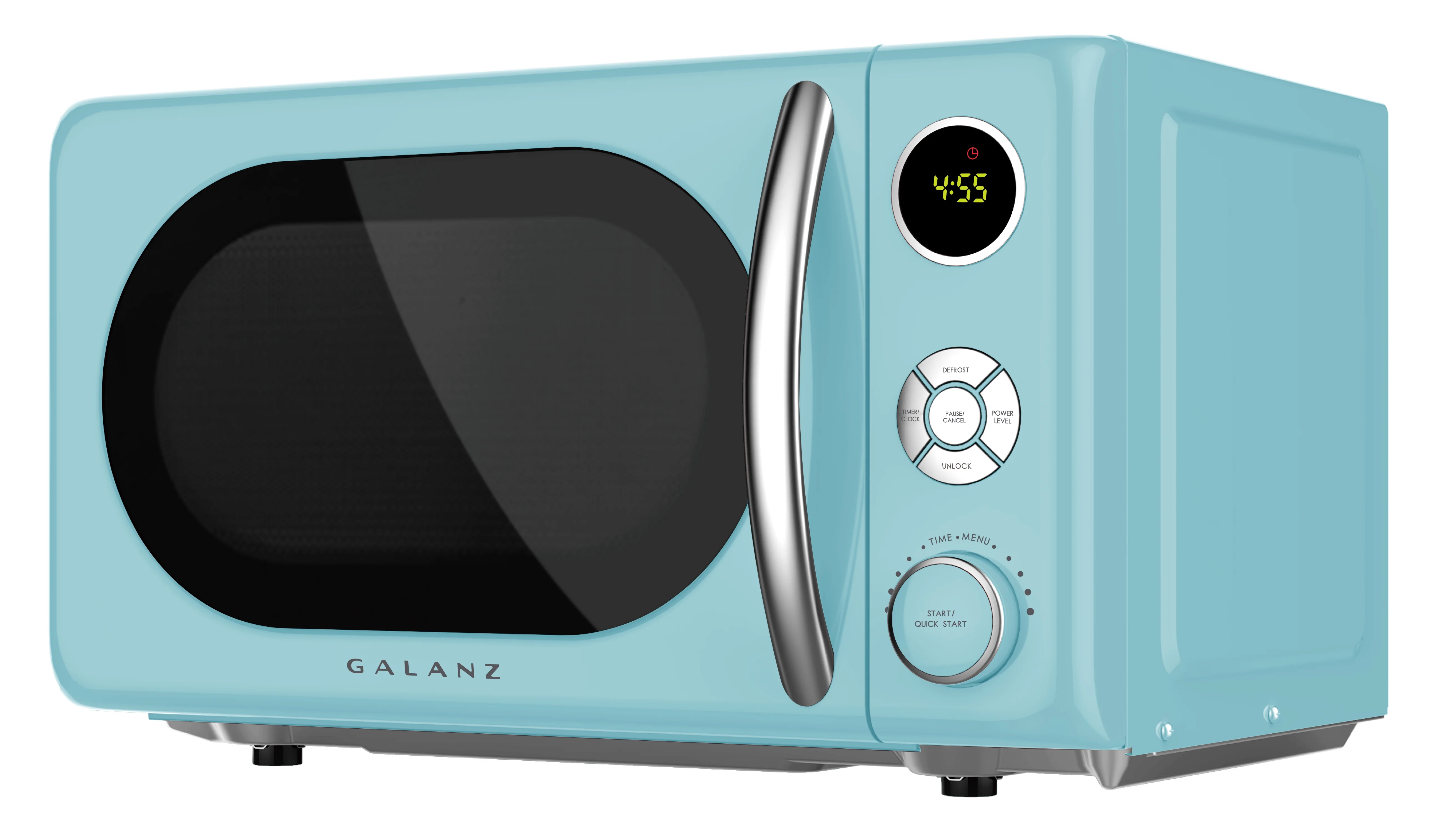 Galanz 0.7 Cu ft Retro Countertop Microwave Oven, 700 Watts, Blue, New - Image 2