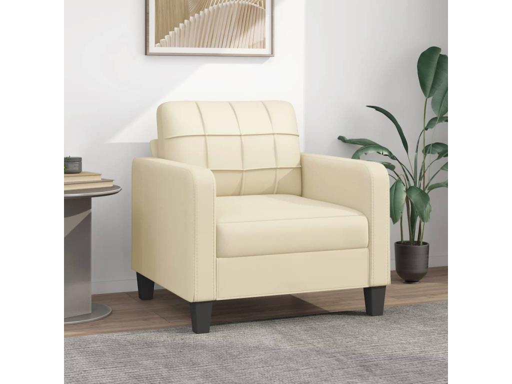 Sillón cuero sintético crema 60 cm
